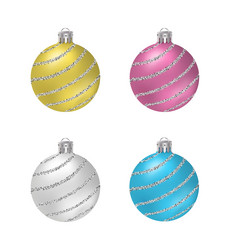 Silver Glitter Christmas Balls Vector Image