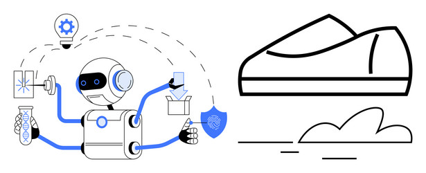 ai robot performing multiple tasks with lab vector image