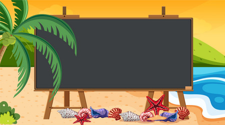 border template with beach and ocean in background vector image