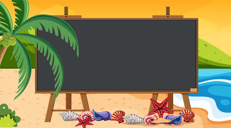 border template with beach and ocean in background vector