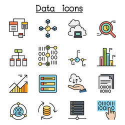 data database graph chart diagram icon set vector image