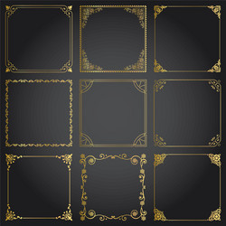Decorative gold frames and borders square set Vector Image