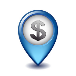 dollar symbol on mapping marker icon vector