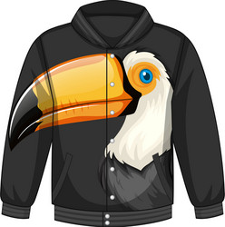 Front bomber jacket with toucan pattern vector