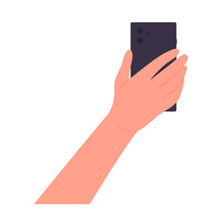 hand with phone showing screen vector image