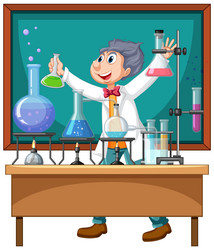 scientist doing science experiment with chemicals vector image