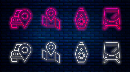 set line folded map with location marker car key vector image