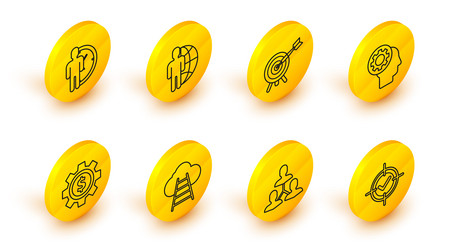 set line target and check mark project team base vector image