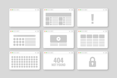 web browser window pages layout with toolbar vector image