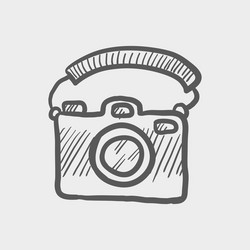 Camera with handle sketch icon vector