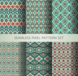 collection of pixel colorful seamless patterns vector image