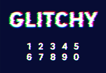 Glitch Font Set - Distorted Effect vector image