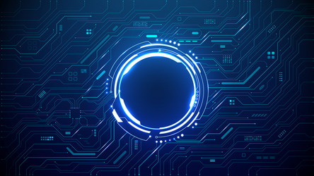 abstract ai circle neon portal on circuit board vector image
