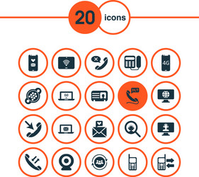 Communication icons set with computer operator vector