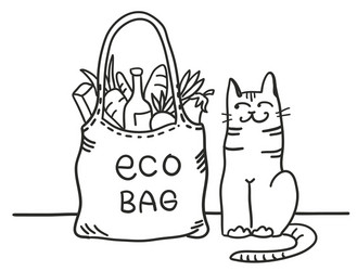 Cute Cat with Eco Bag Vector Image