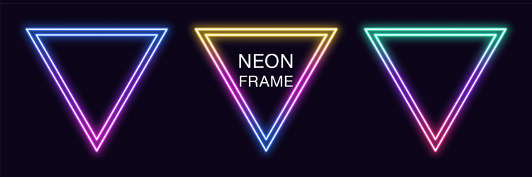 Gradient neon triangle frame set triangular vector