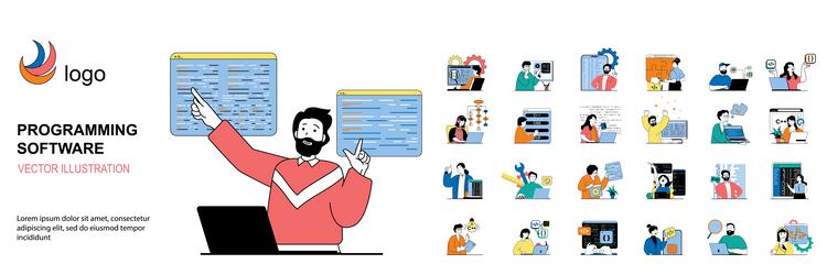 Programming software isolated cartoon concept Vector Image