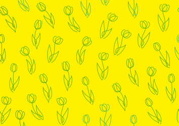 Seamless springtime pattern with tulip drawings vector