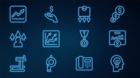 set line human with lamp bulb key performance vector image