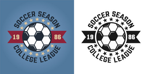 soccer season two emblems for college team Vector Image