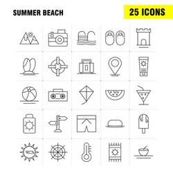 Summer beach line icon for web print and mobile vector