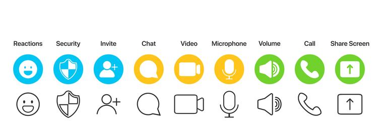 video call app interface icons in a flat design vector image