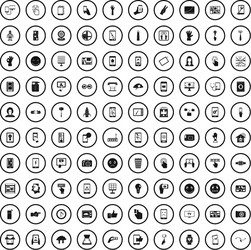 100 touch screen icons set simple style vector image