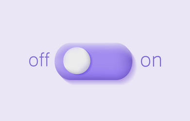 3d on and off toggle button purple slide bar icon vector image