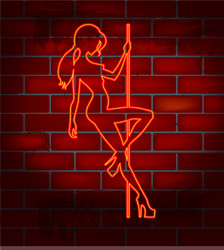 Neon Striptease Girl Vector Image