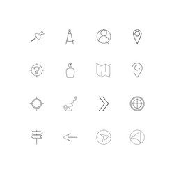 maps and navigation linear thin icons set vector image