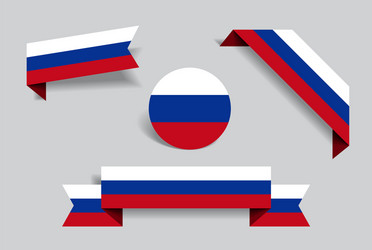 Russian flag stickers and labels vector