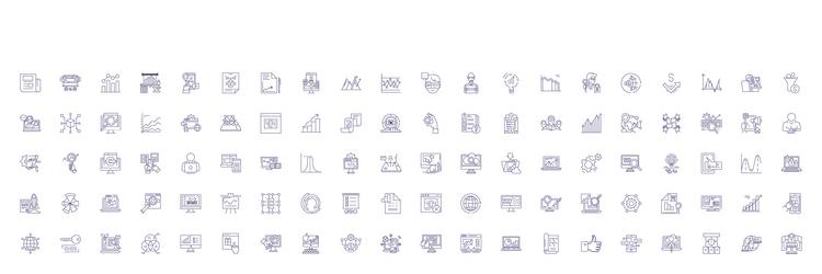 Search engine marketing line icons signs set vector