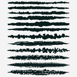 Set of black paint ink brush strokes vector