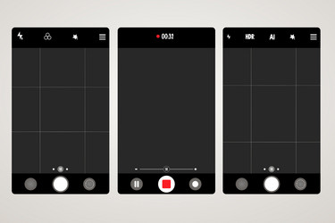 set phone camera viewfinder screen interface view vector image