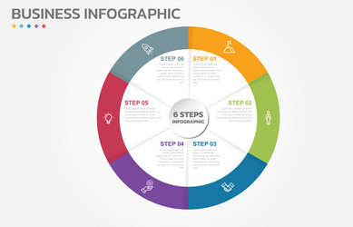 visual data presentation cycle diagram with 6 vector image