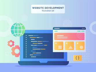 website development set wire frame language vector image
