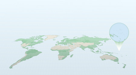 world map in perspective showing the location vector image