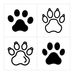 collection of four paw prints icons isolated on wh Vector Image