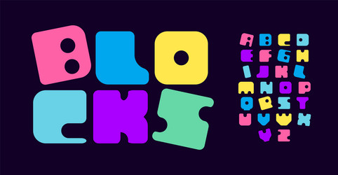 colorful block style alphabet unique blocks vector image