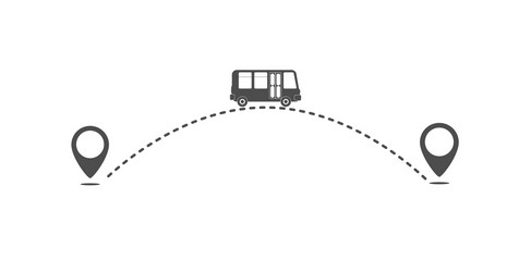 icon path bus from one point to another vector image