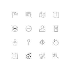 maps and navigation linear thin icons set vector image