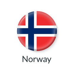 Norway flag 3d icon circle badge or button round vector