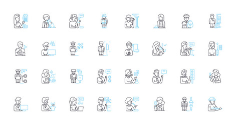 clever tasks linear icons set creative vector image