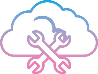 cloud computing with wrench gradient style icon vector image