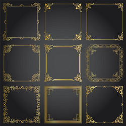 Decorative gold frames and borders square set Vector Image