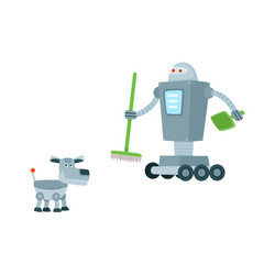 flat robots set isolated vector image