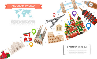 Flat travel and tourism template Royalty Free Vector Image