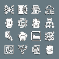 set line artificial intelligence ai neural vector image