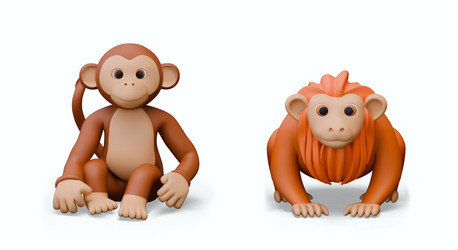 set of monkeys different species realistic vector image
