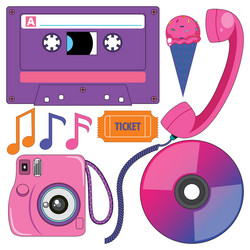 set of retro object vector image